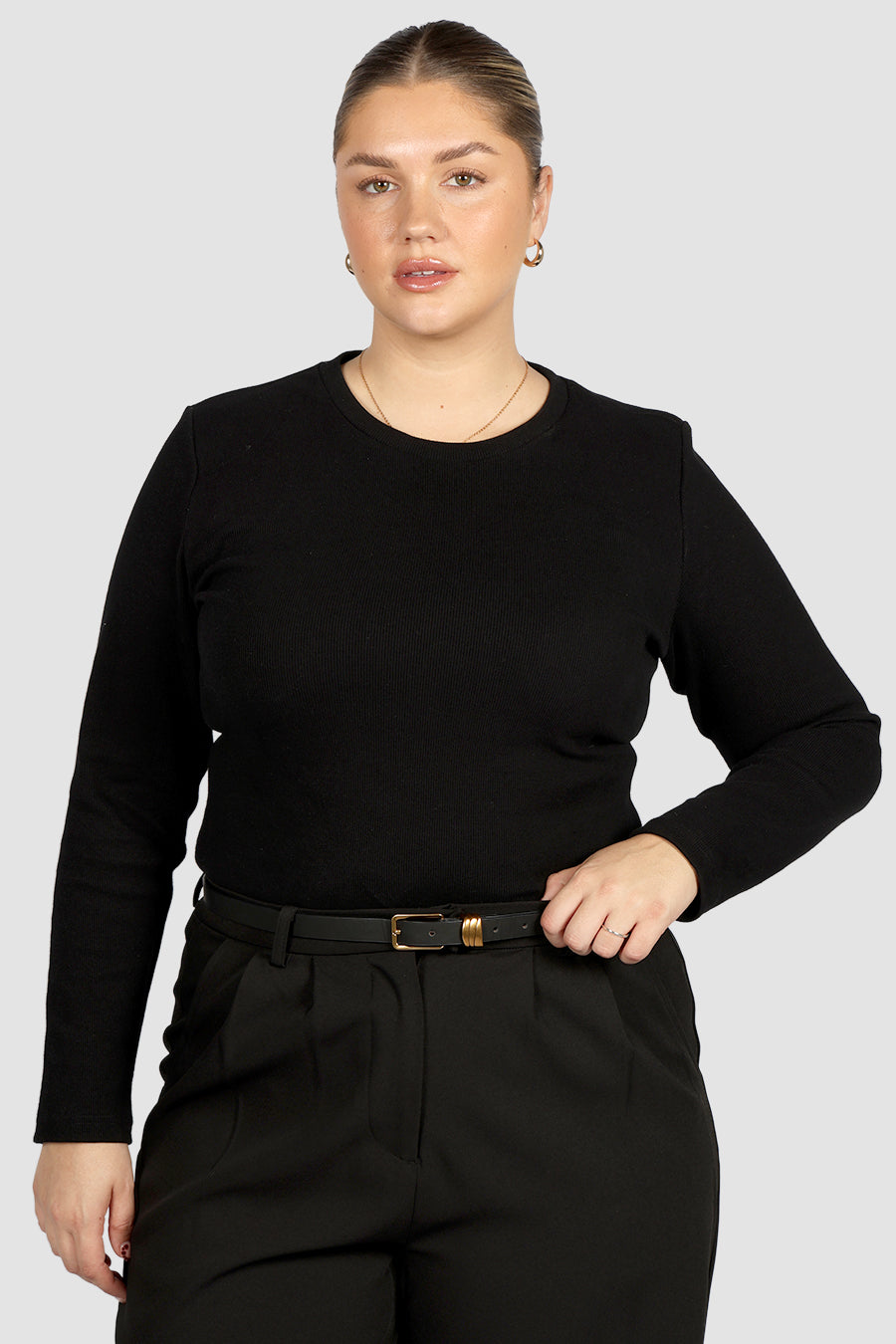 PORTLAND L/S RIB TEE BLACK
