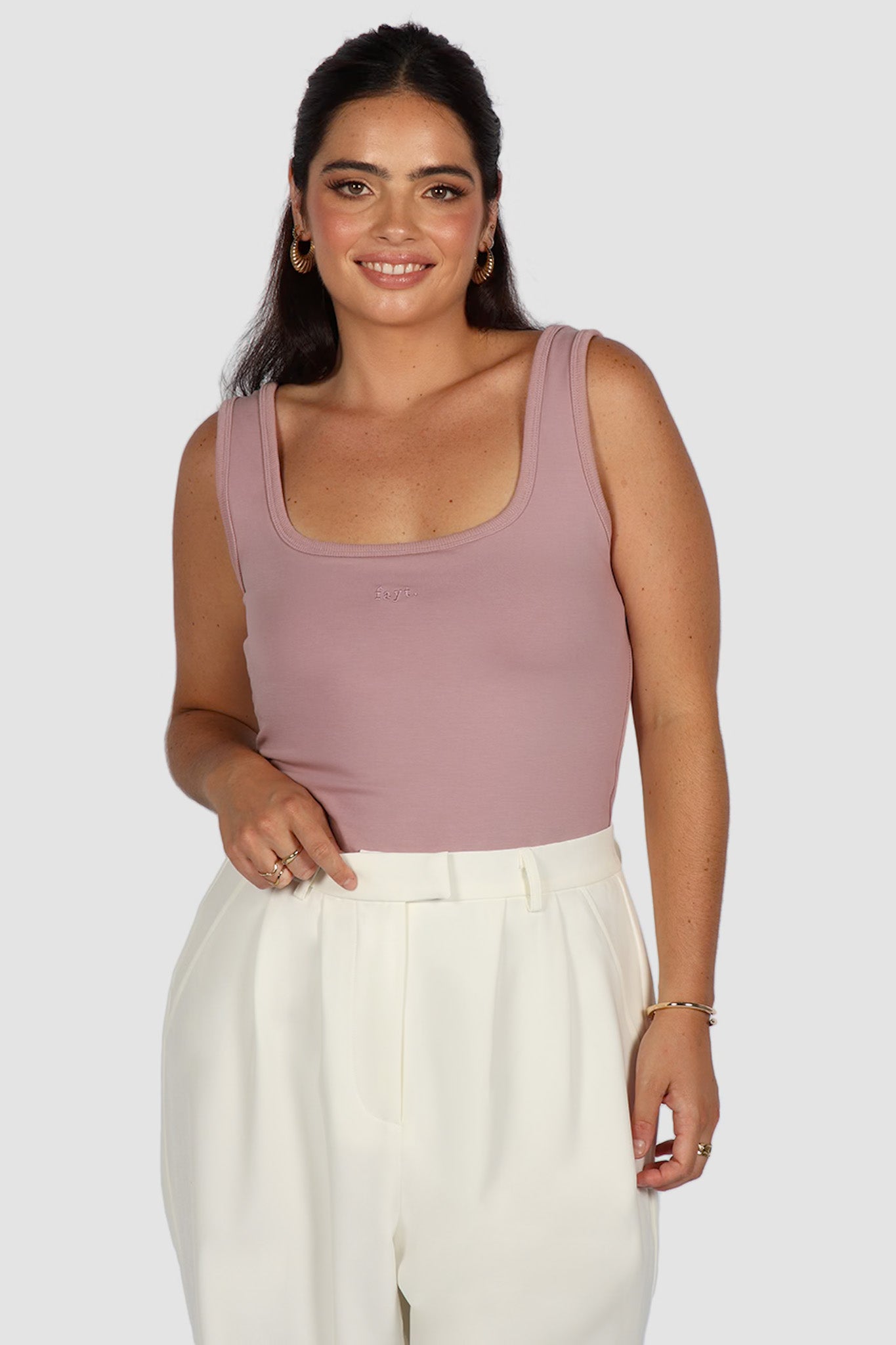 FAYT LOGO TANK DUSTY PINK