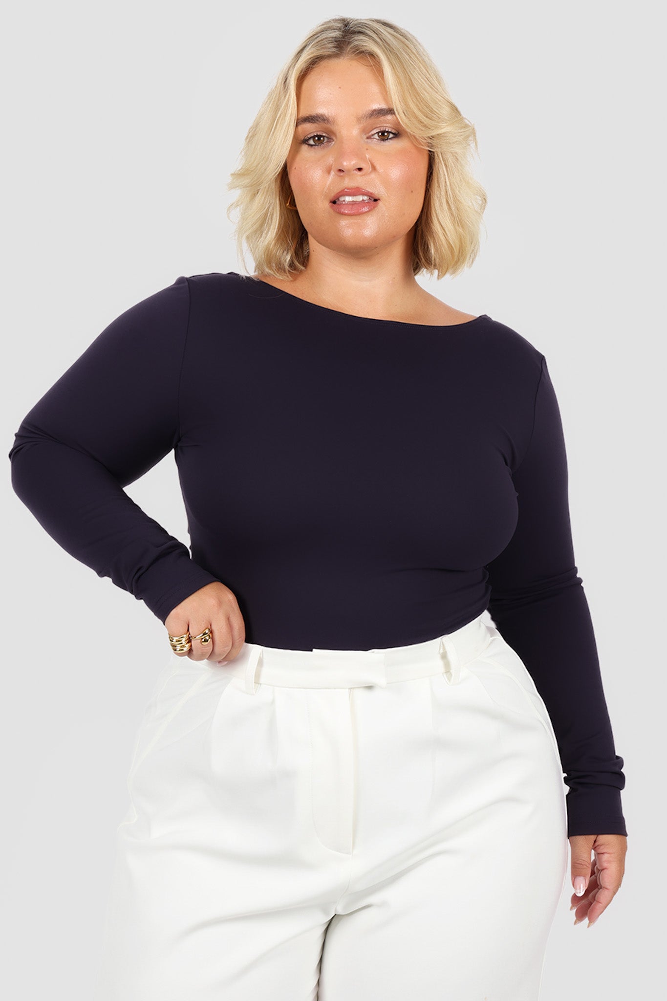 SCOOP BACK BODYSUIT NAVY