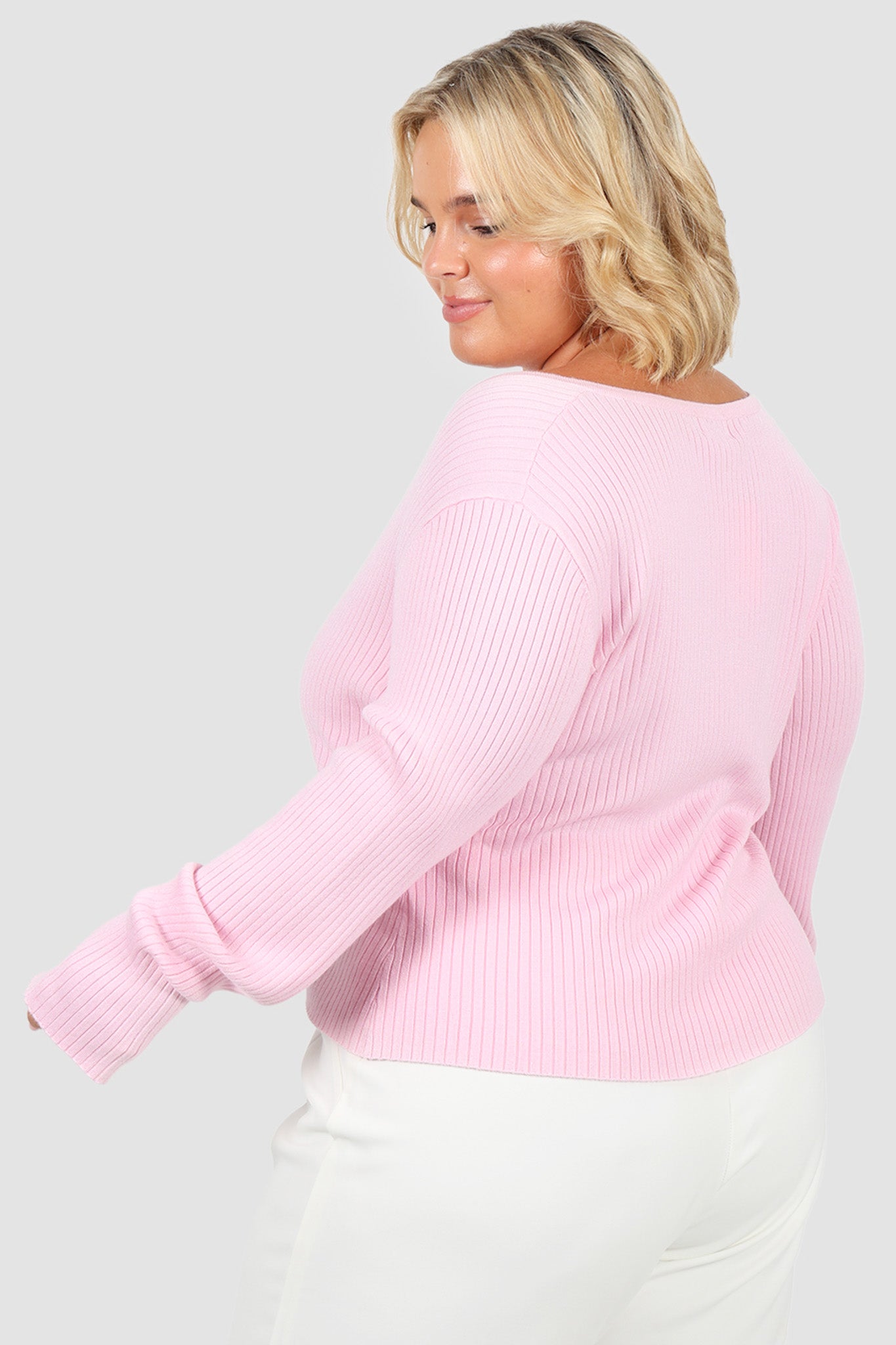 NIVARA RIB CARDIGAN SOFT PINK