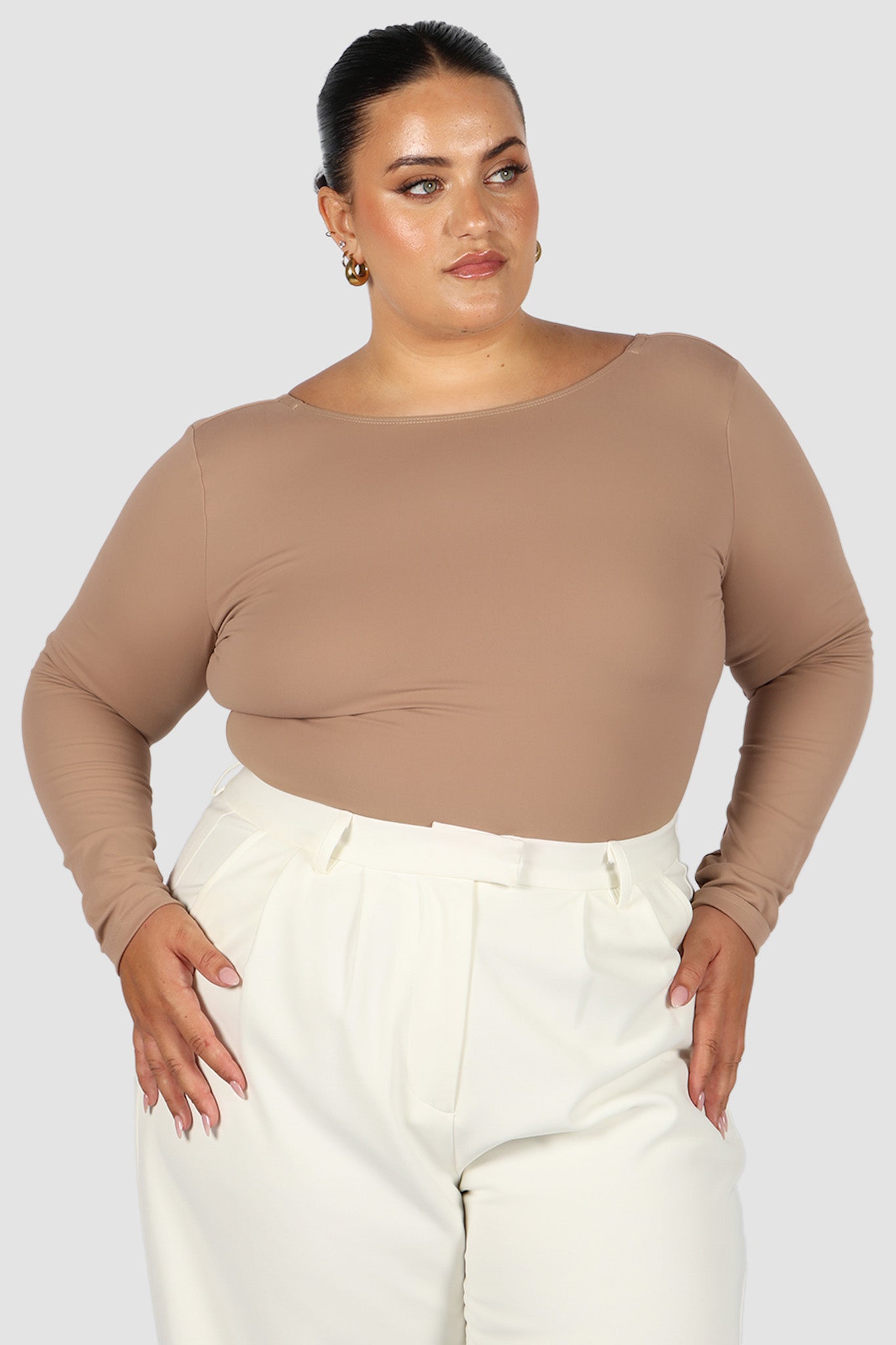 SCOOP BACK BODYSUIT COFFEE