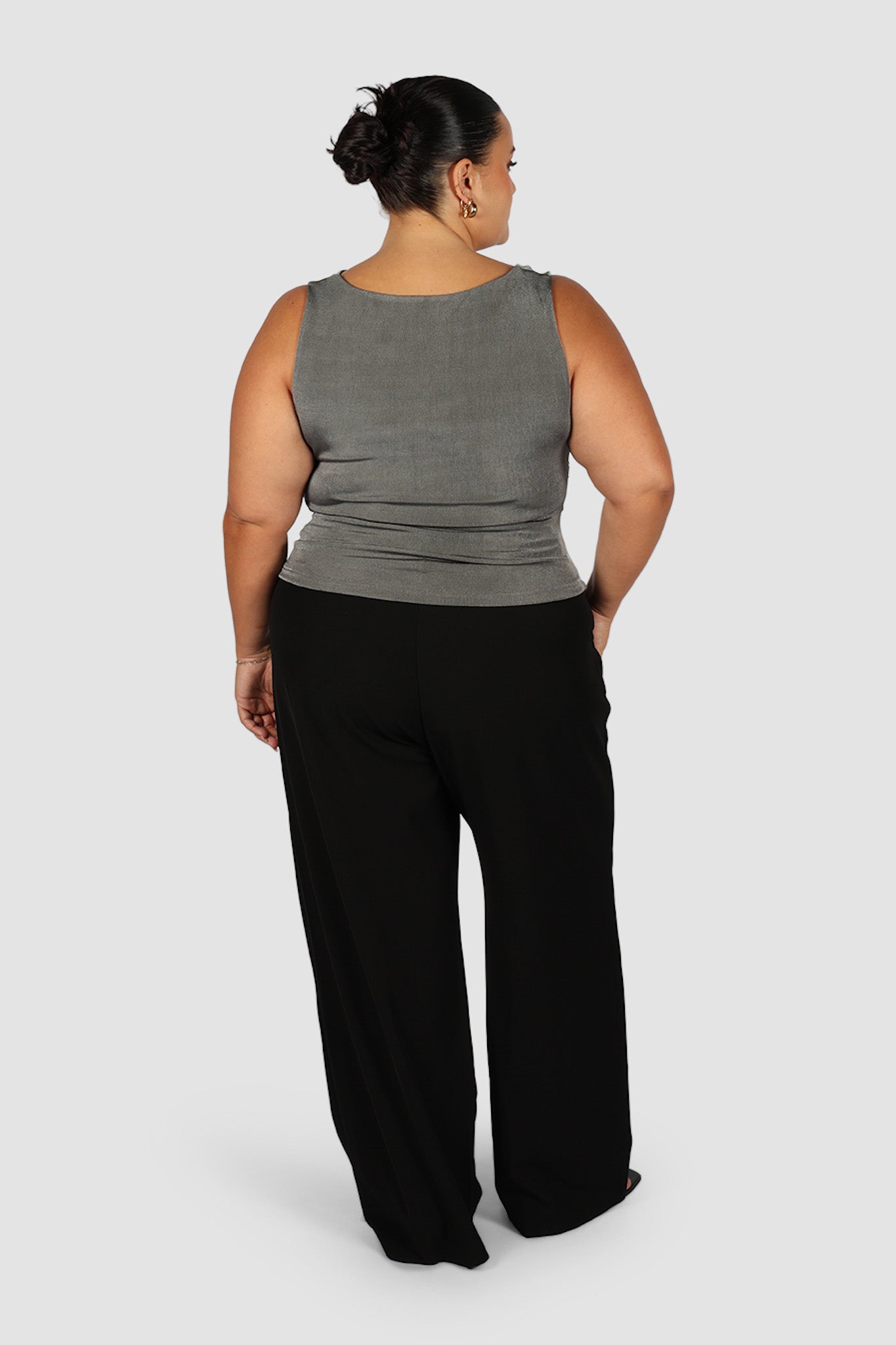 IVES COWL NECK TOP GUNMETAL