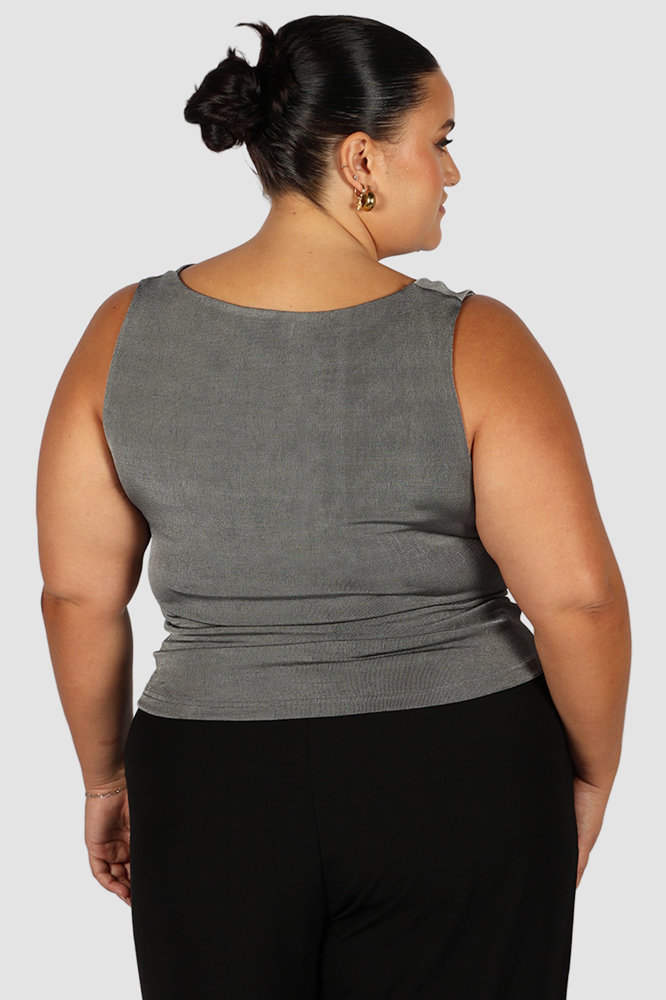 IVES COWL NECK TOP GUNMETAL