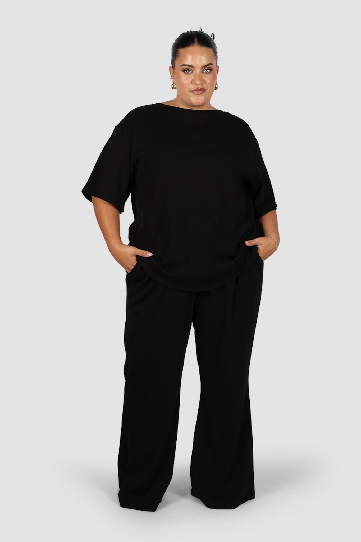 RAYLN RIB PANTS BLACK