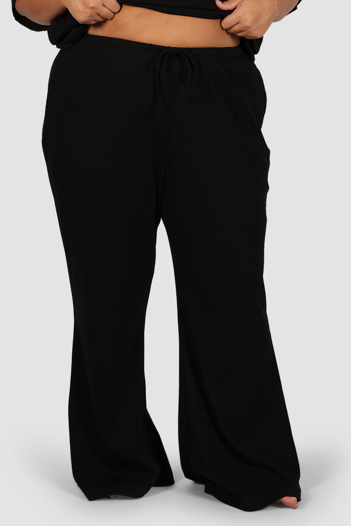 RAYLN RIB PANTS BLACK