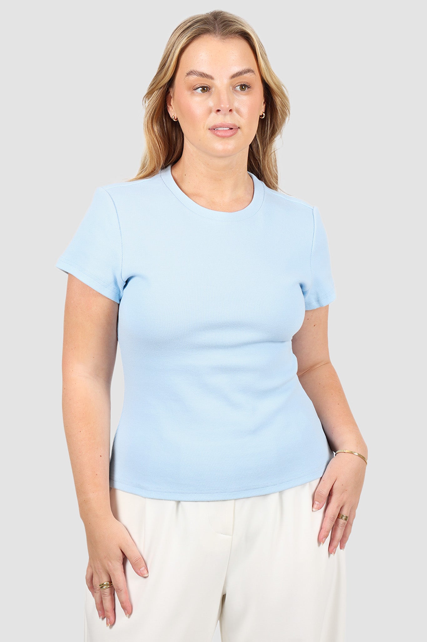 SAVANNAH RIB TEE BABY BLUE