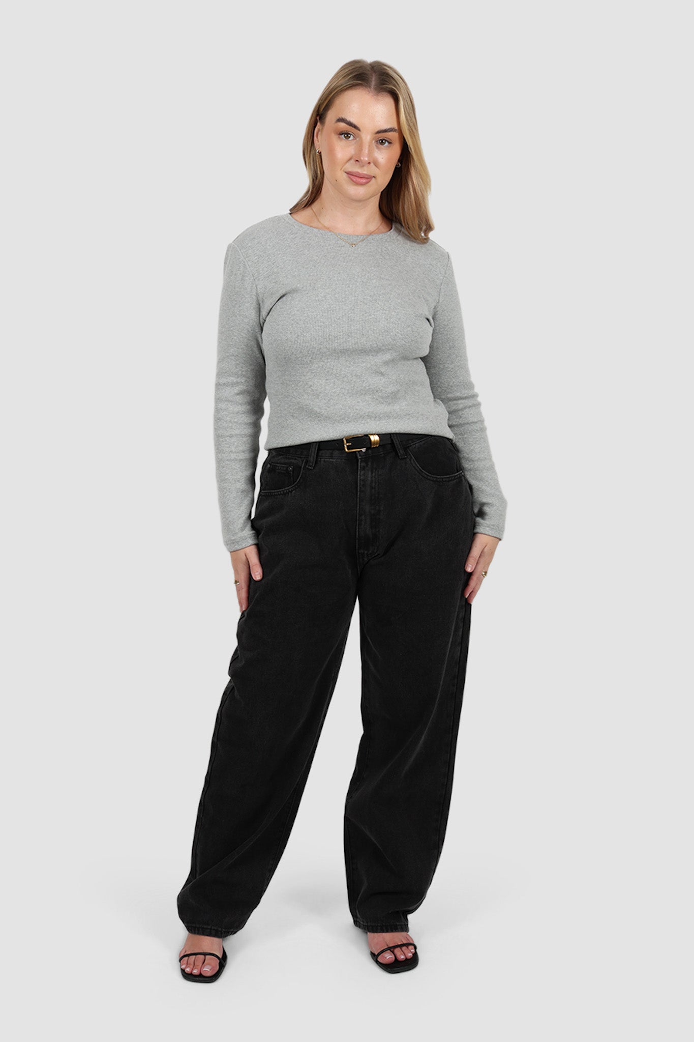 PORTLAND L/S RIB TEE GREY MARLE