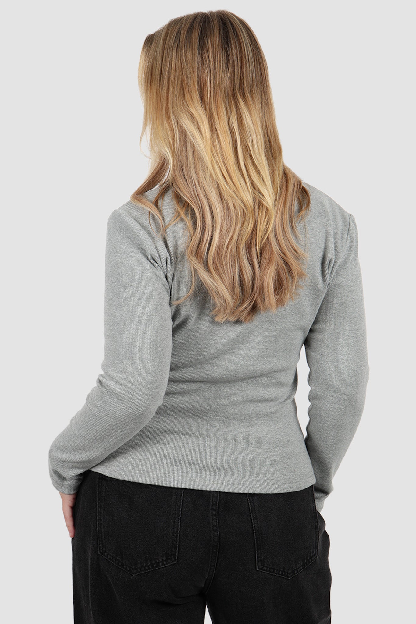 PORTLAND L/S RIB TEE GREY MARLE