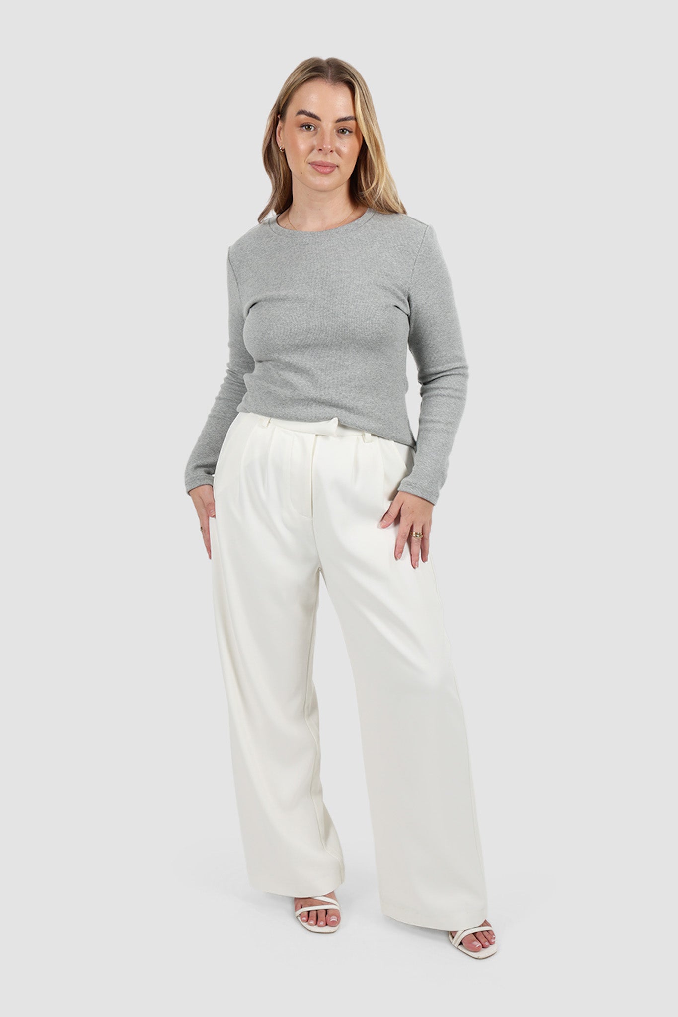 PORTLAND L/S RIB TEE GREY MARLE