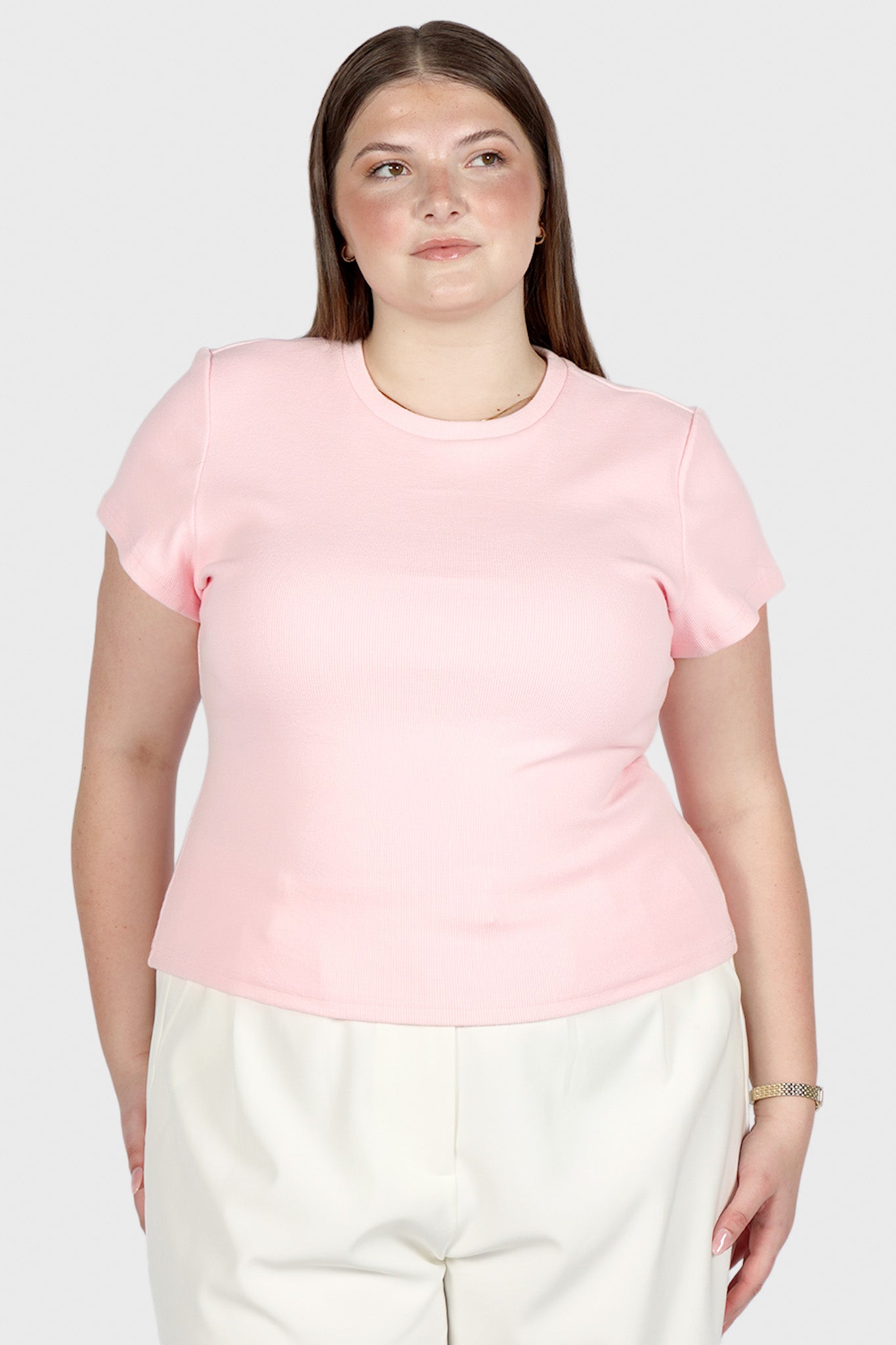 SAVANNAH RIB TEE BABY PINK