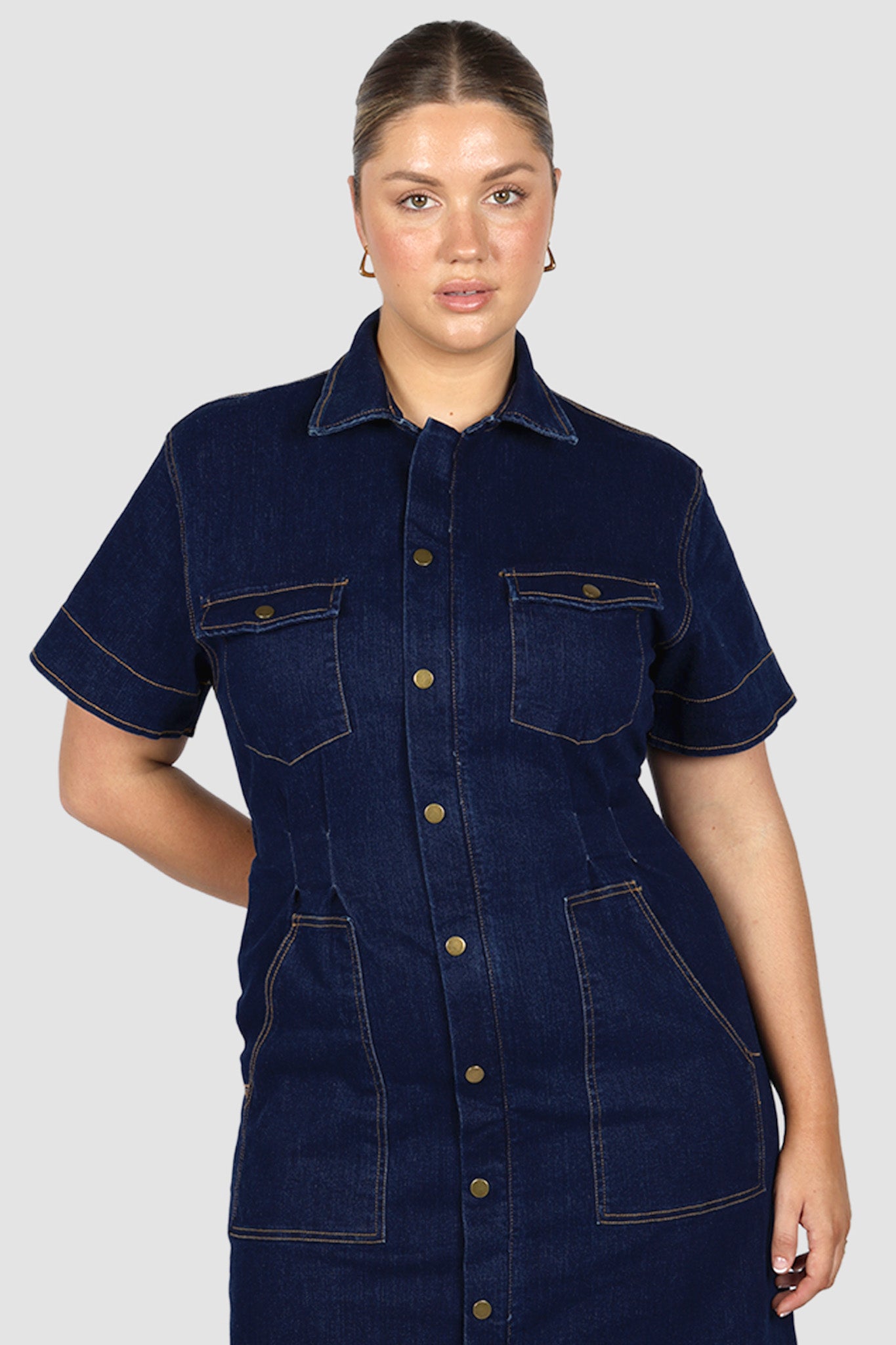 SAVEIRA DENIM MIDI DRESS MIDNIGHT