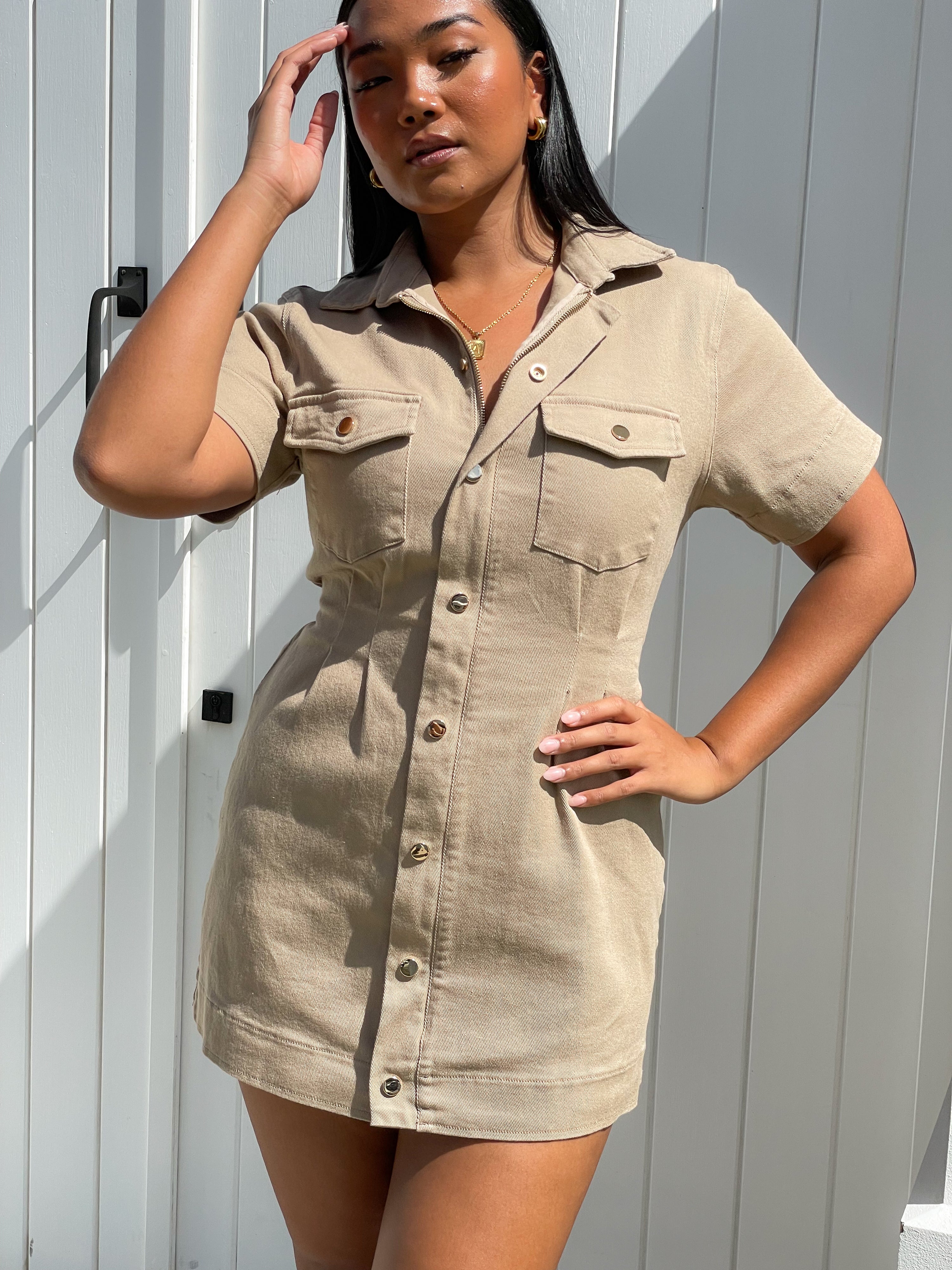 SAVEIRA DENIM DRESS STONE