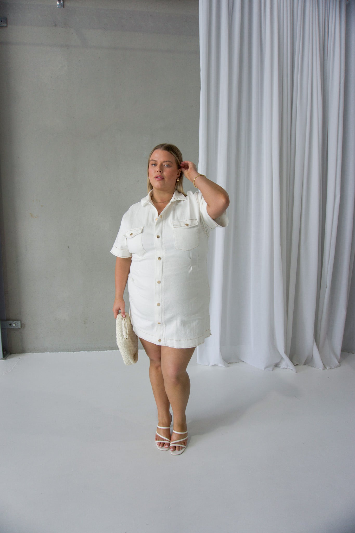 SAVEIRA DENIM DRESS WHITE