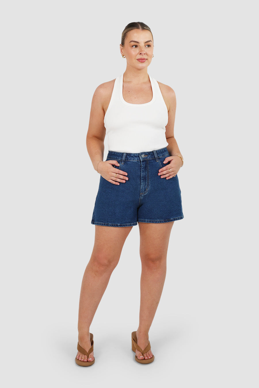 Greer Denim Short Mid Blue Fayt The Label – FAYT The Label