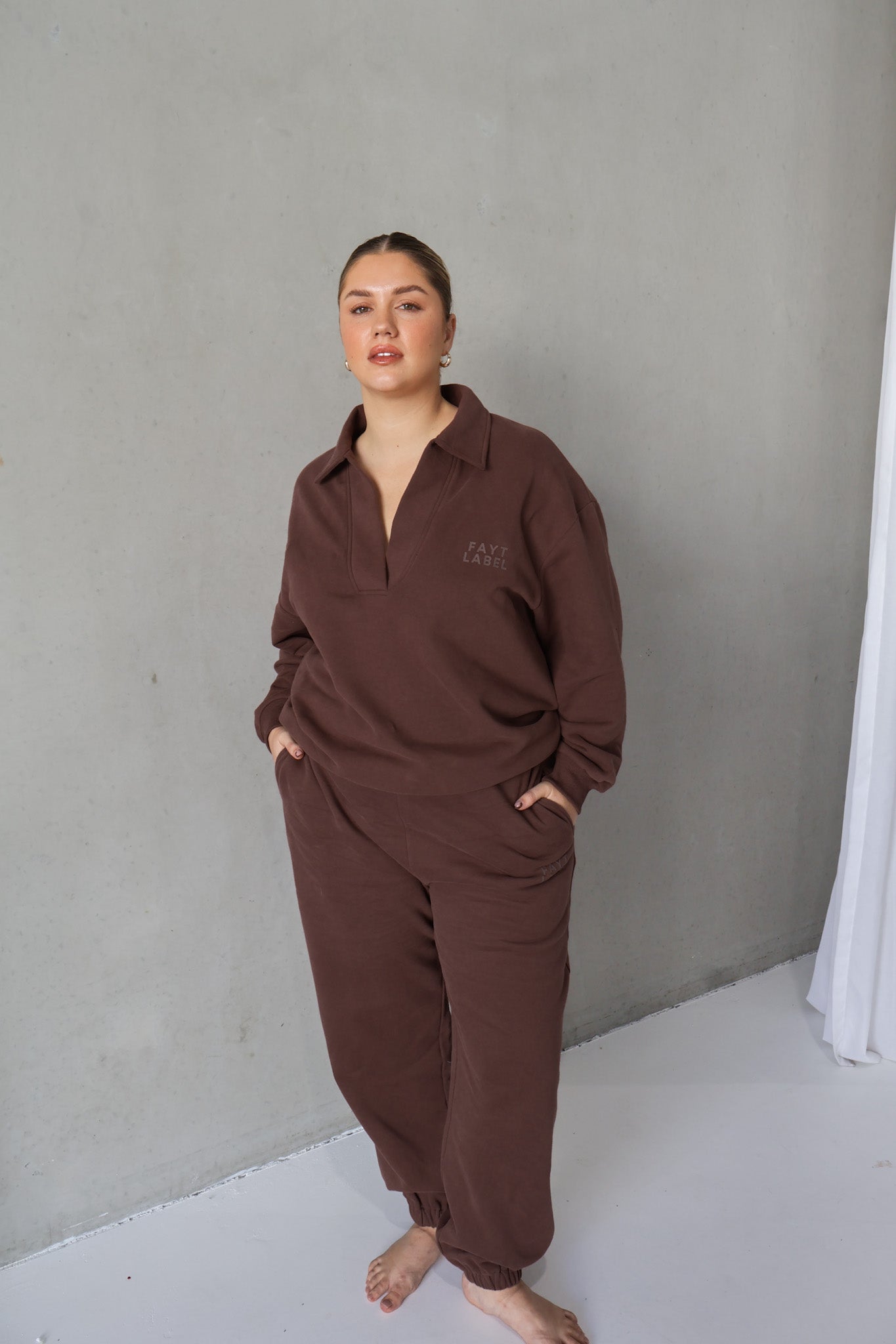 FAYT LOGO CUFF SWEATPANT CHOCOLATE