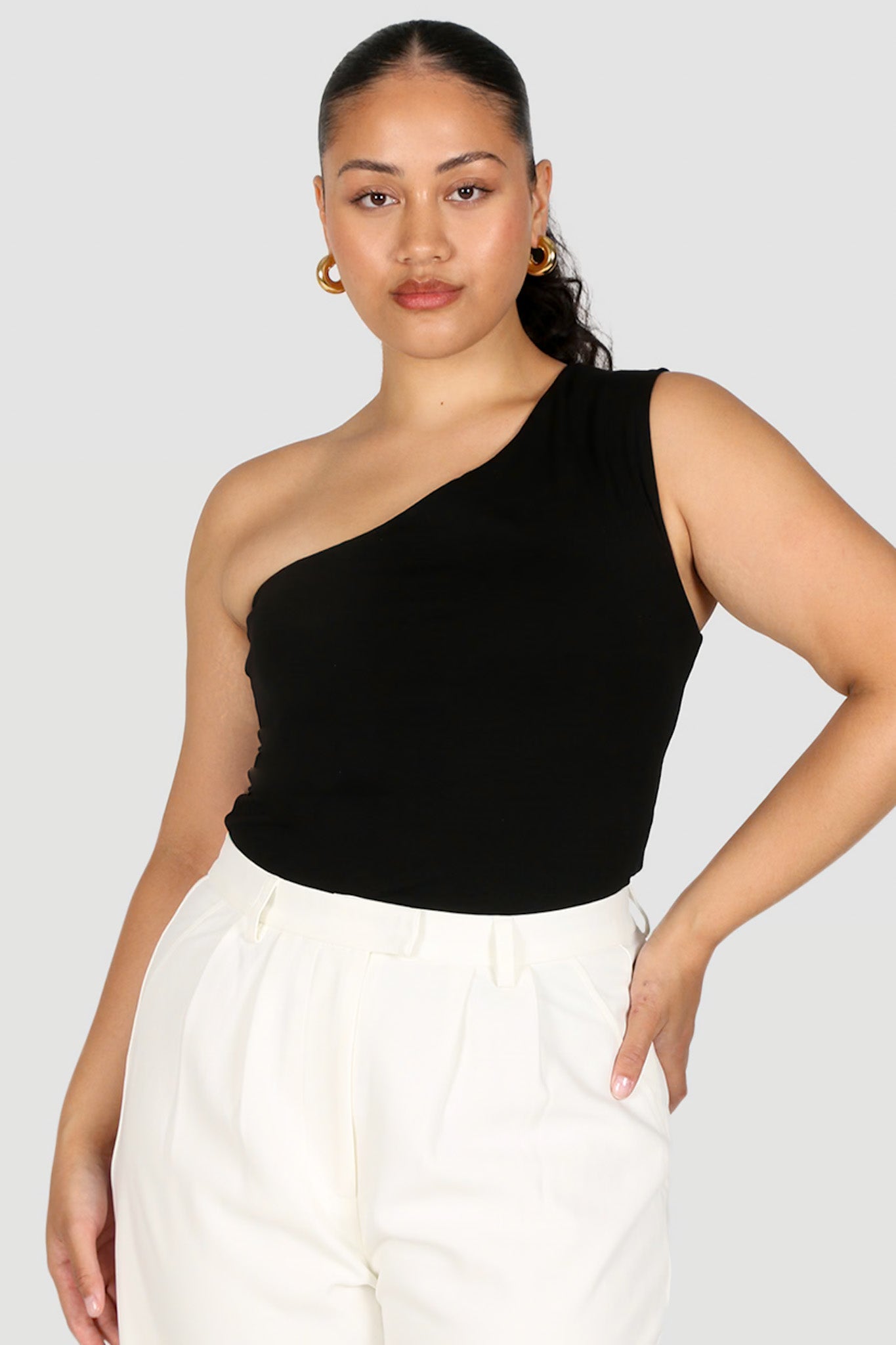 SULLIVAN ONE SHOULDER TOP BLACK