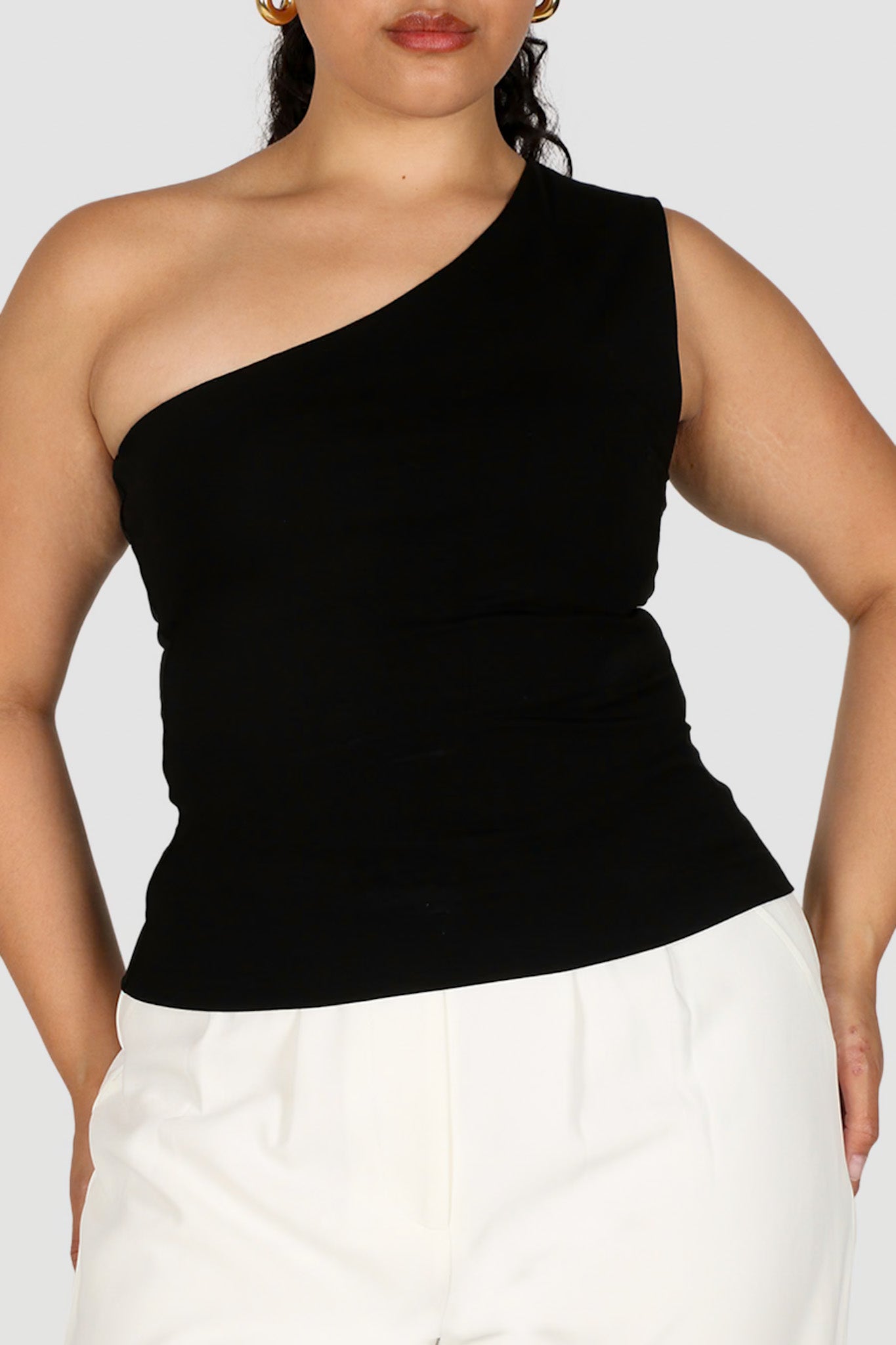 SULLIVAN ONE SHOULDER TOP BLACK