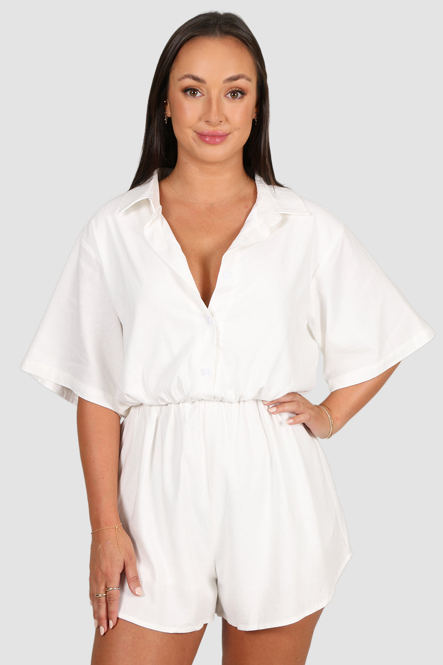 ZEPHYR LINEN PLAYSUIT WHITE