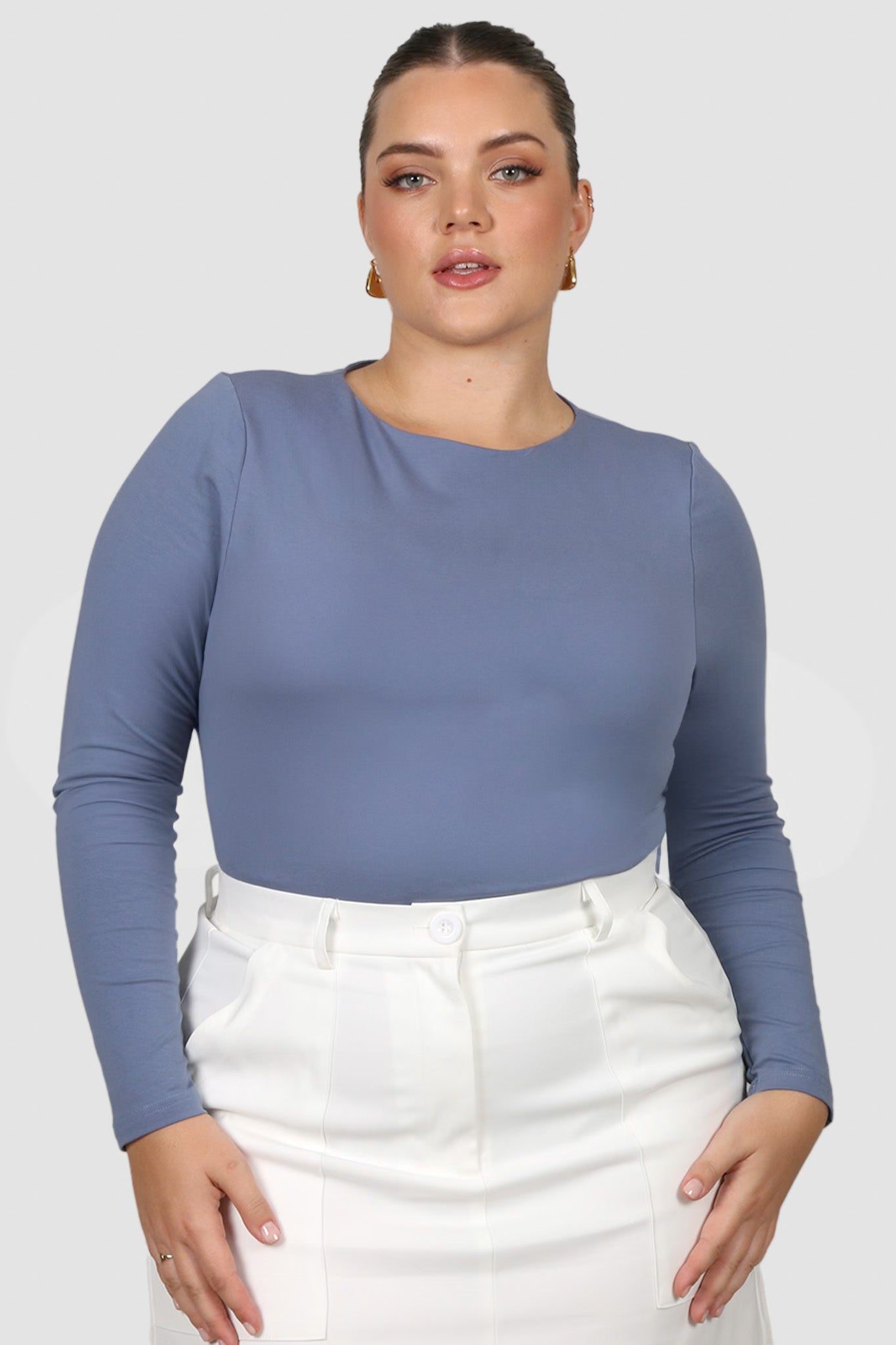 BUTTERY LONG SLEEVE STEEL BLUE