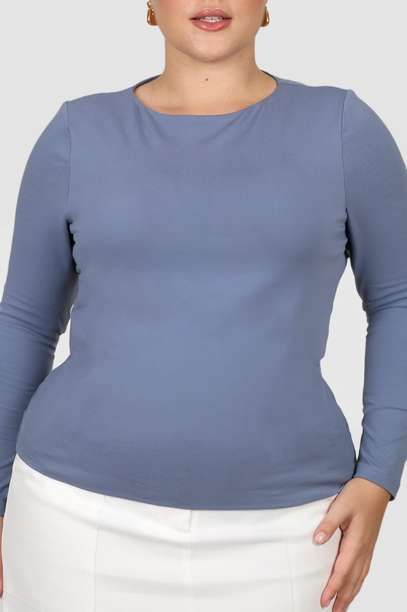 BUTTERY LONG SLEEVE STEEL BLUE
