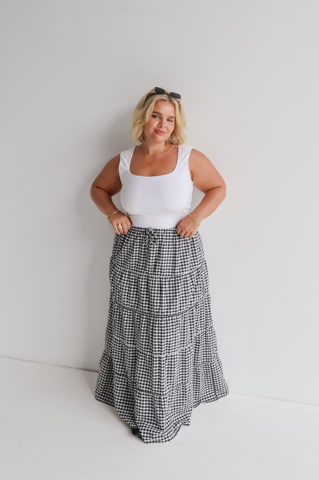ZYLA MAXI SKIRT B&W GINGHAM – FAYT The Label