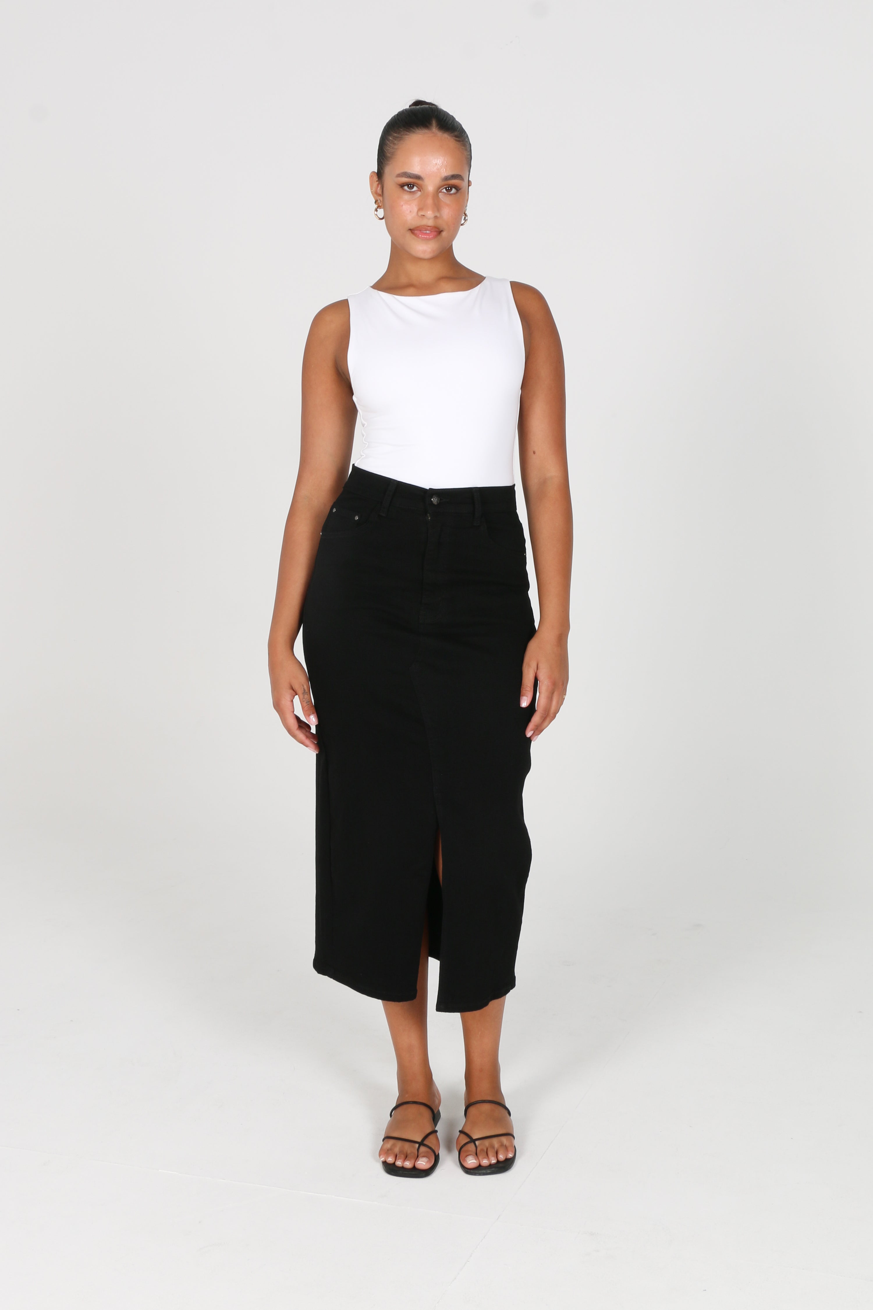 HUDSON MIDI SKIRT BLACK