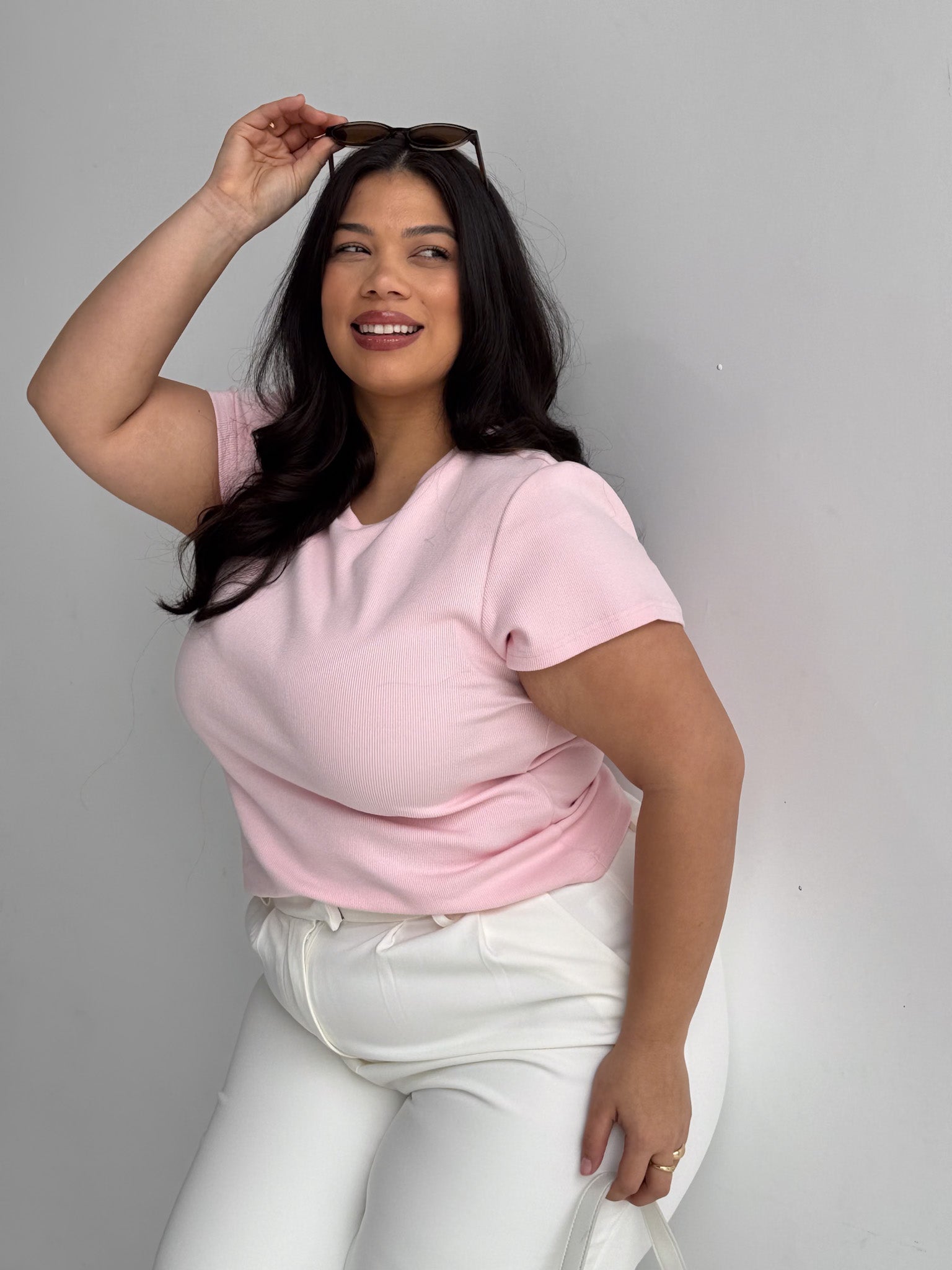 SAVANNAH RIB TEE BABY PINK