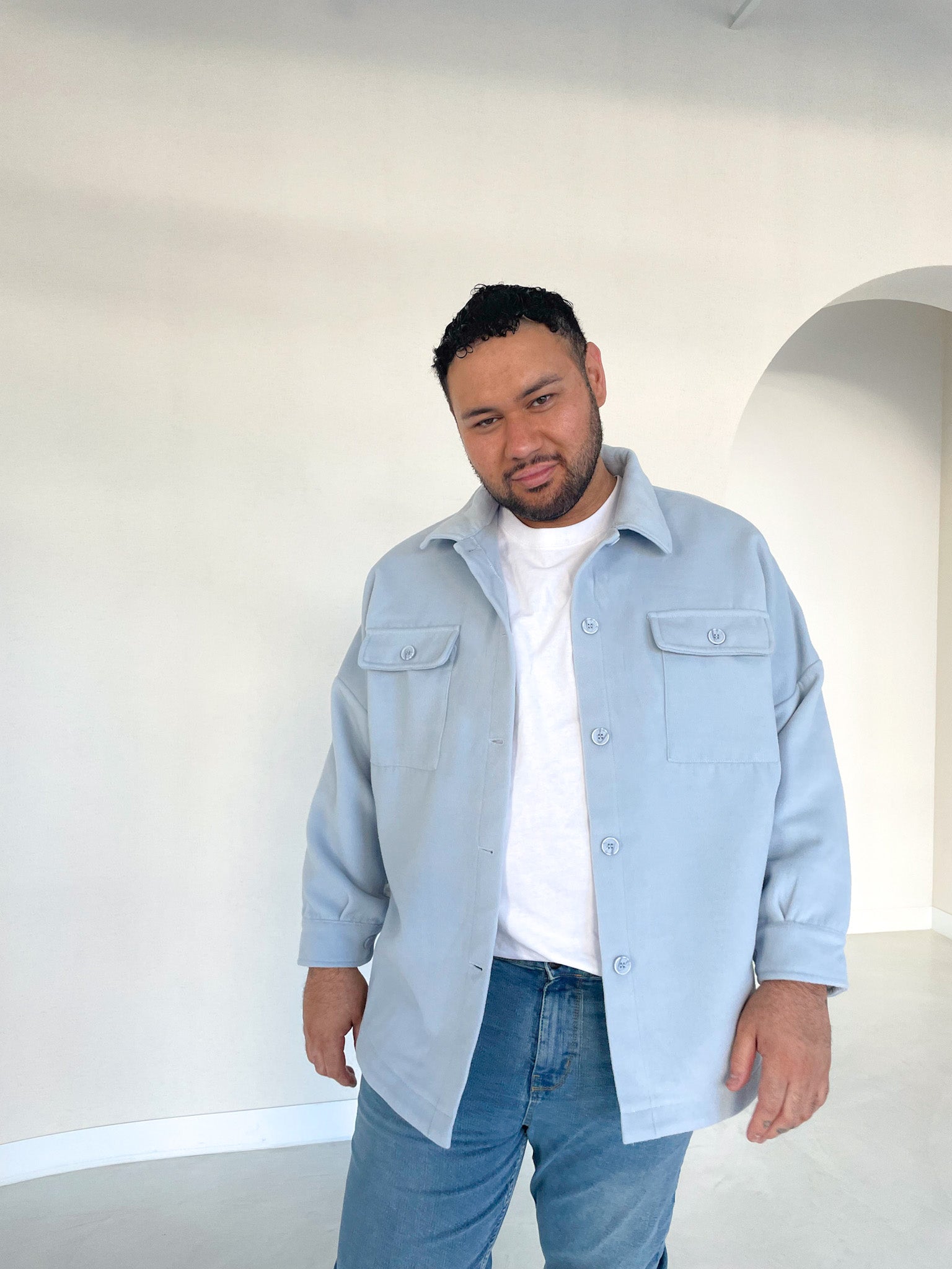 CONCORD UNISEX SHACKET POWDER BLUE – FAYT The Label