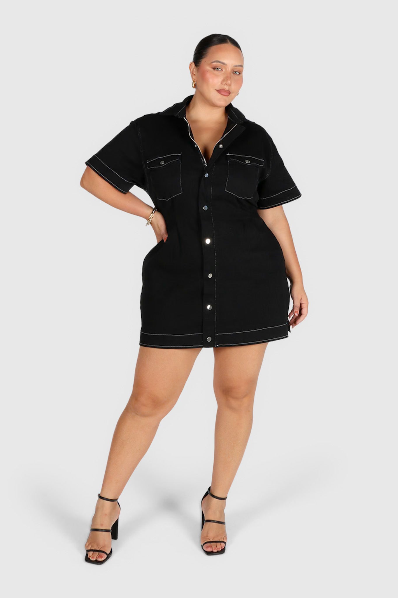SAVEIRA DENIM DRESS CONTRAST STITCH