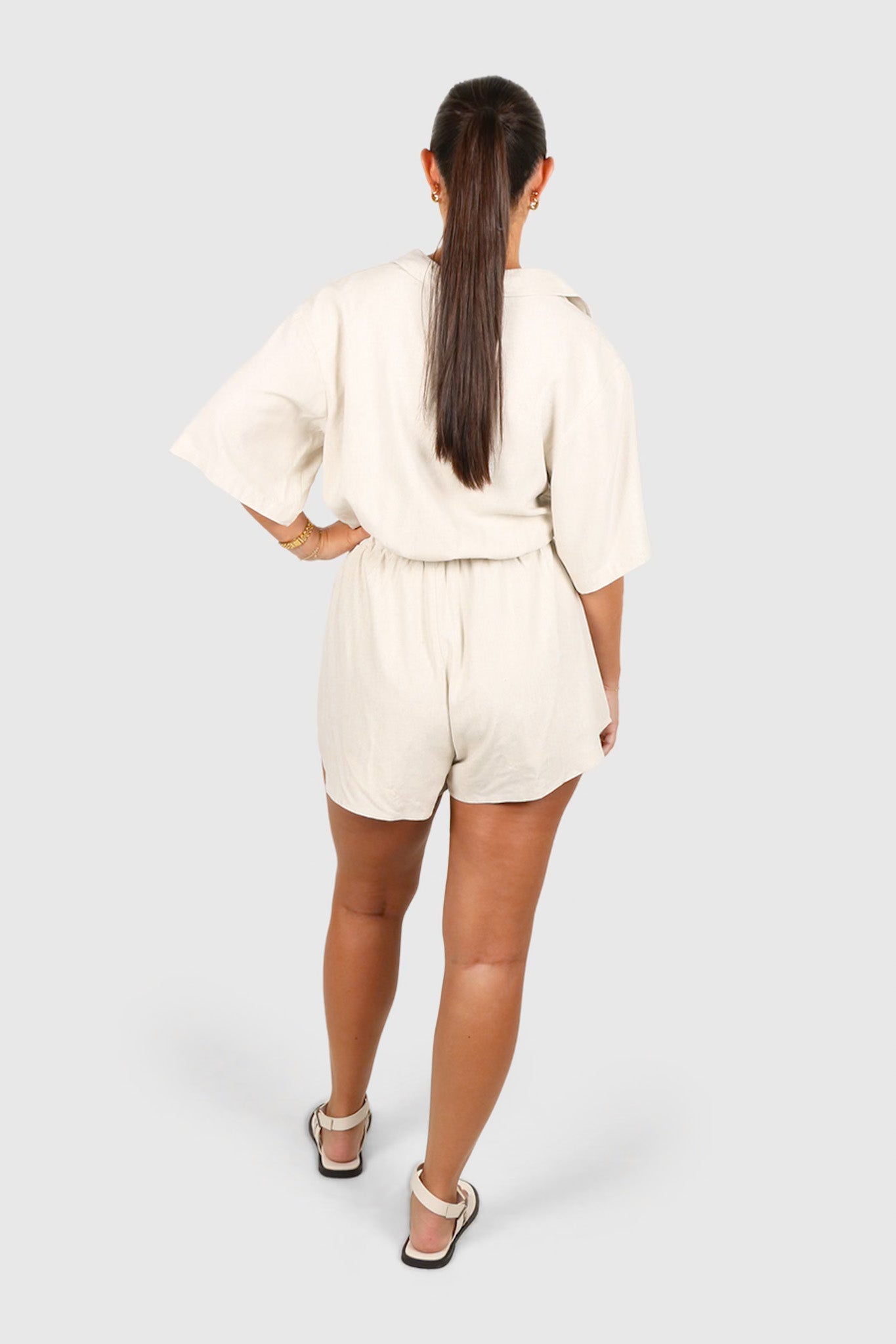 ZEPHYR LINEN PLAYSUIT OAT