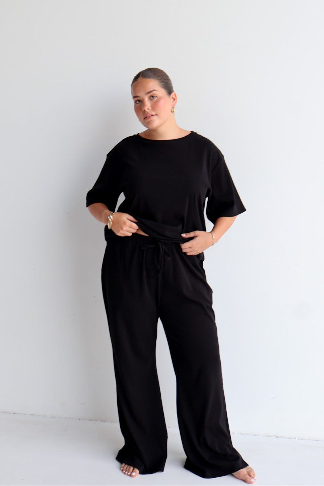 RAYLN RIB PANTS BLACK