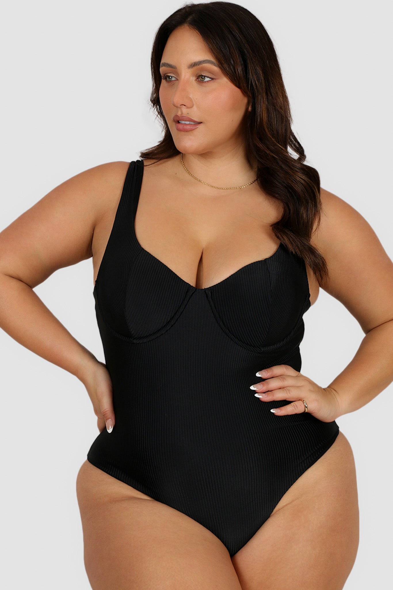 The Grace One Piece (Ribbed Taupe/Ribbed Black) – SAME