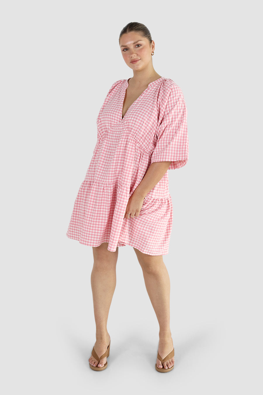 SALORA DRESS PINK GINGHAM