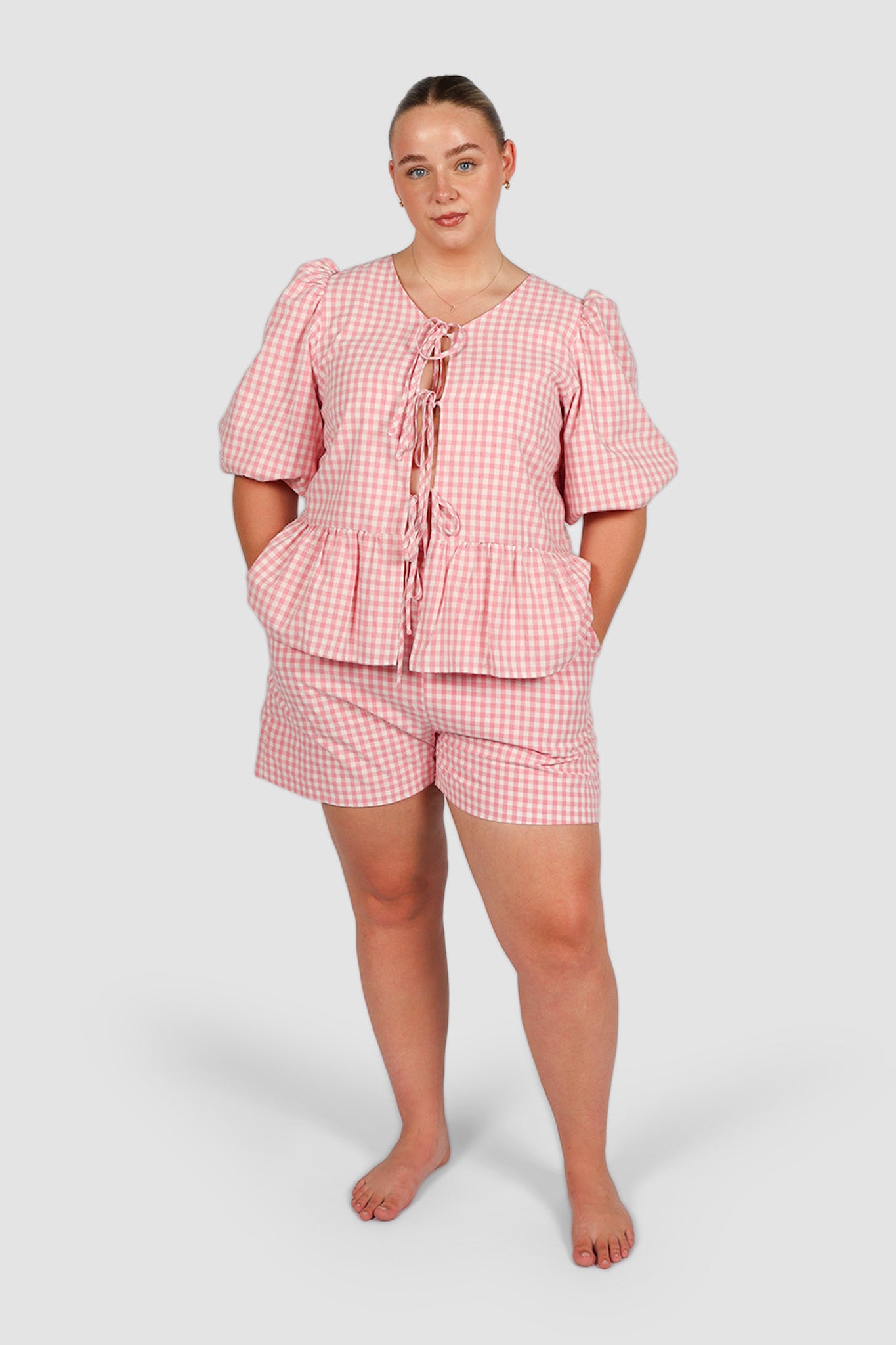 GRADY SHORTS PINK GINGHAM