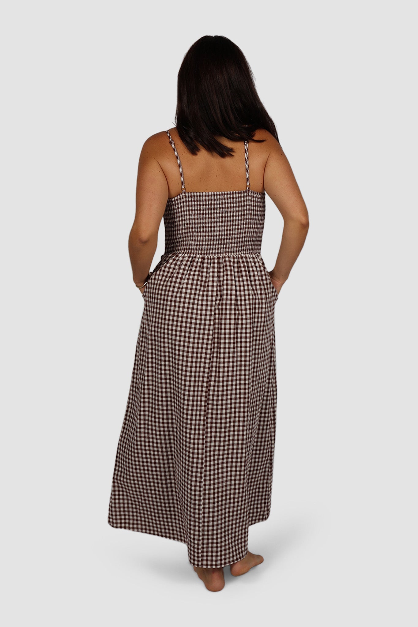 YARA DRESS CHOC GINGHAM