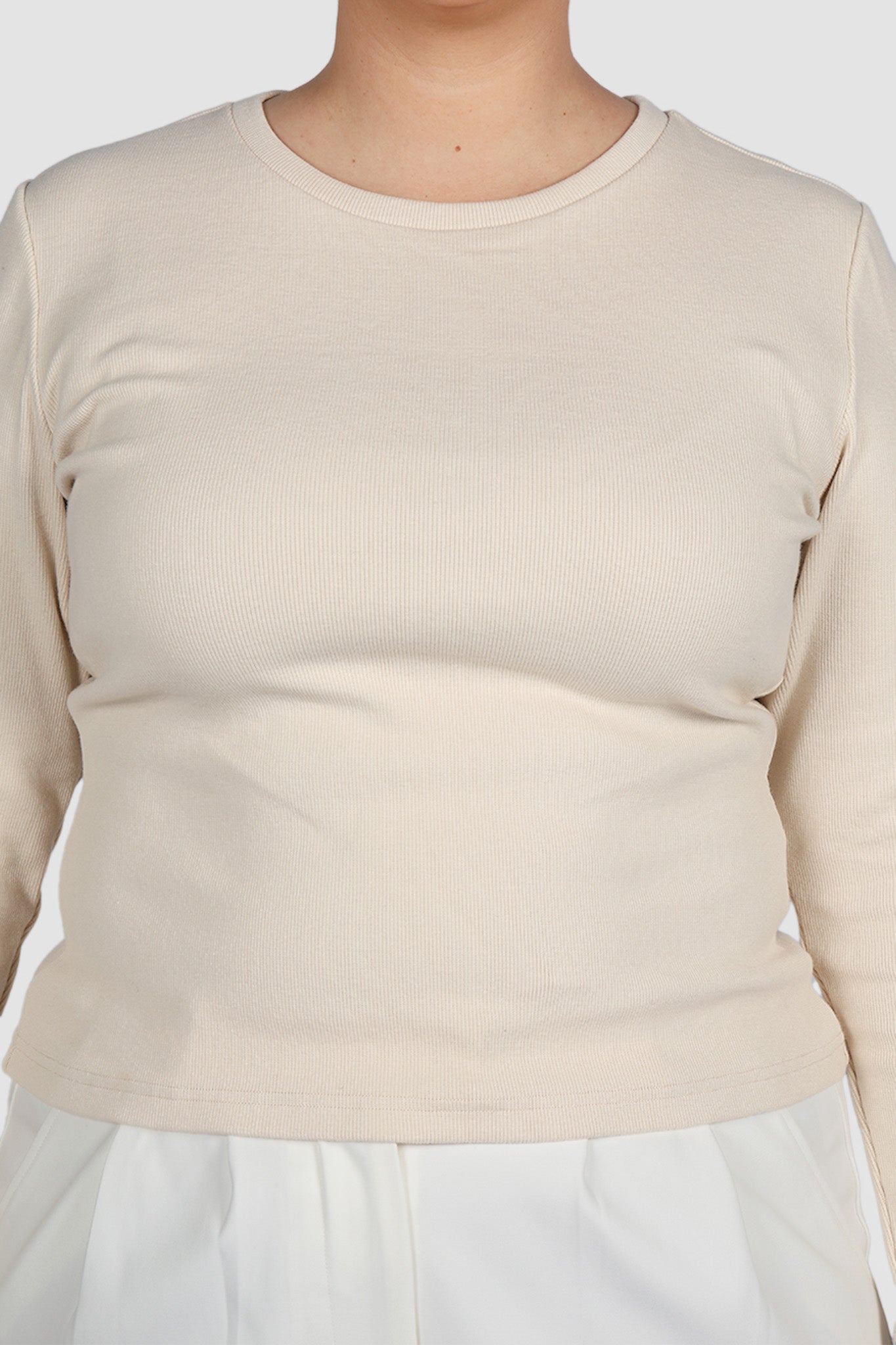 PORTLAND L/S RIB TEE BEIGE