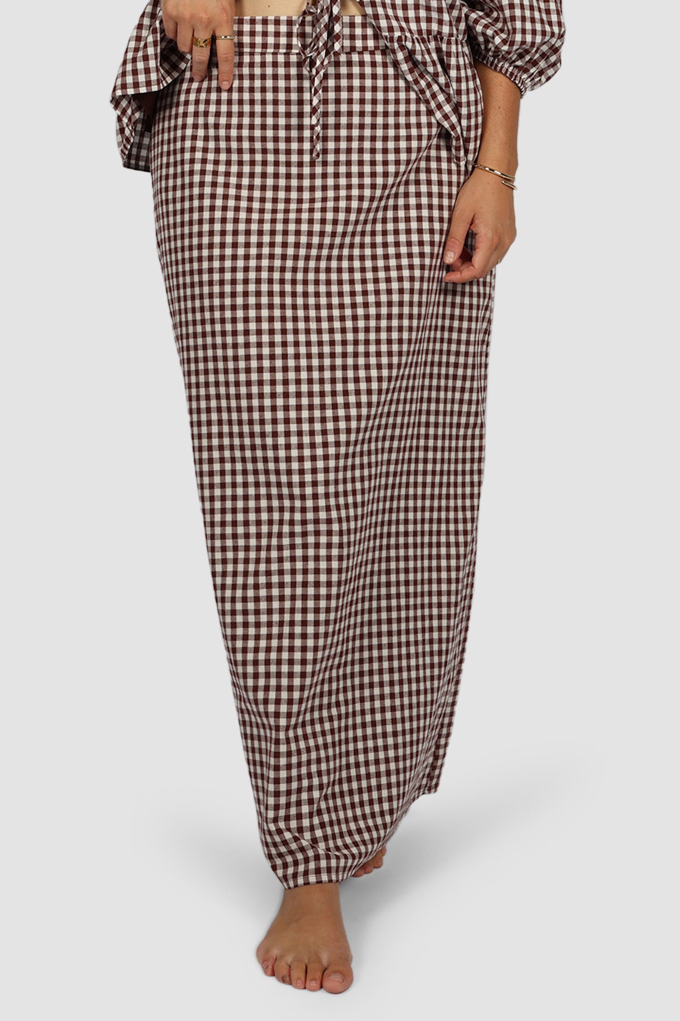 NIA SKIRT CHOC GINGHAM