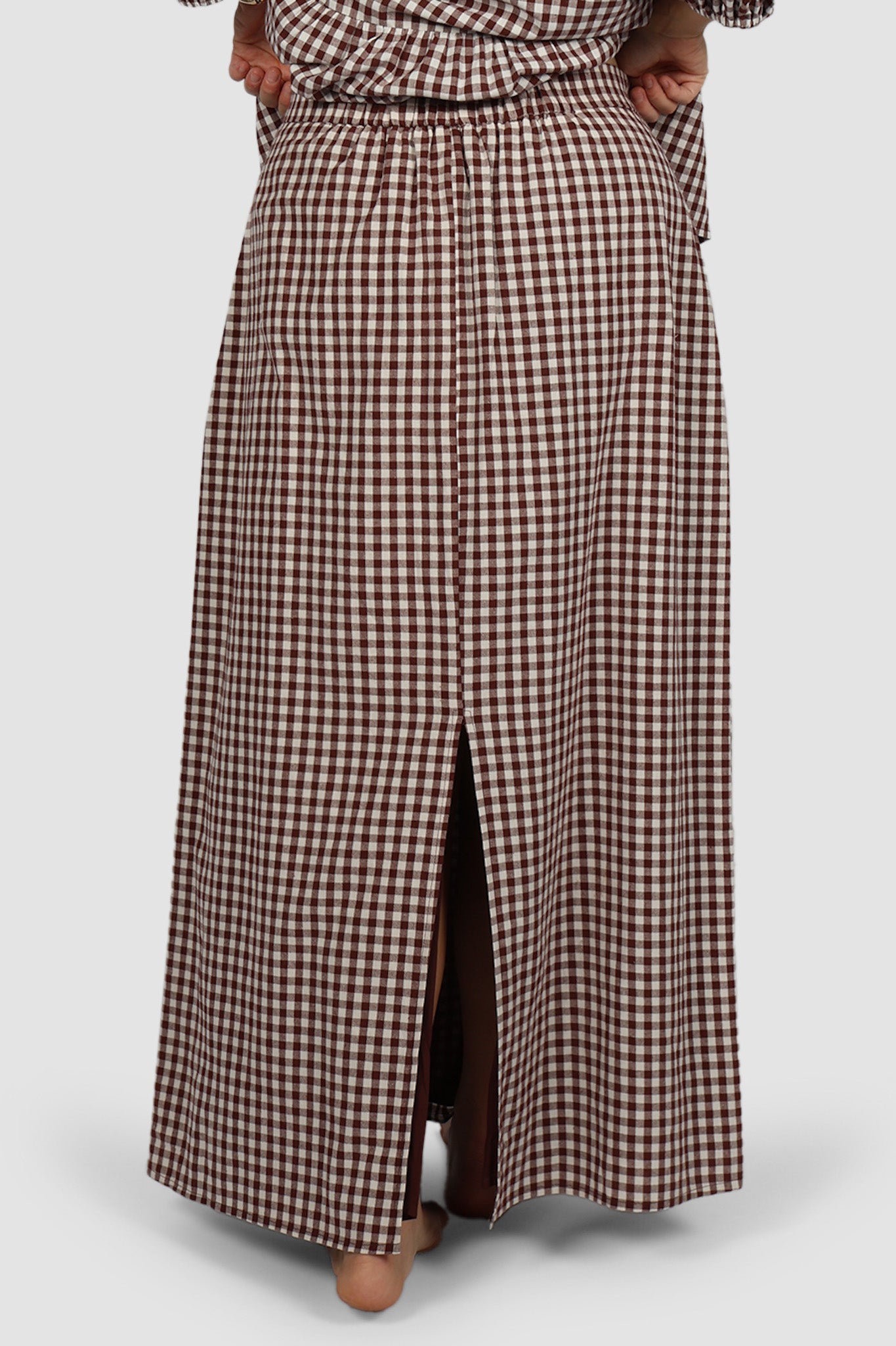 NIA SKIRT CHOC GINGHAM