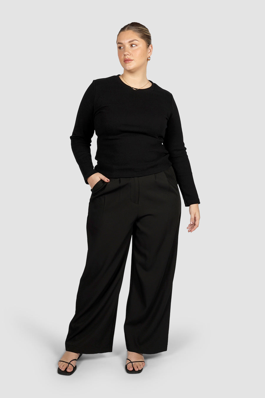 PORTLAND L/S RIB TEE BLACK
