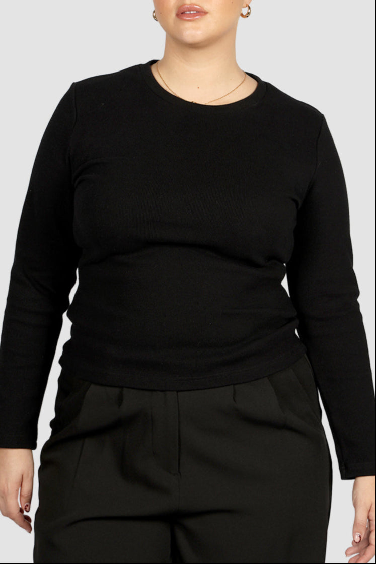PORTLAND L/S RIB TEE BLACK