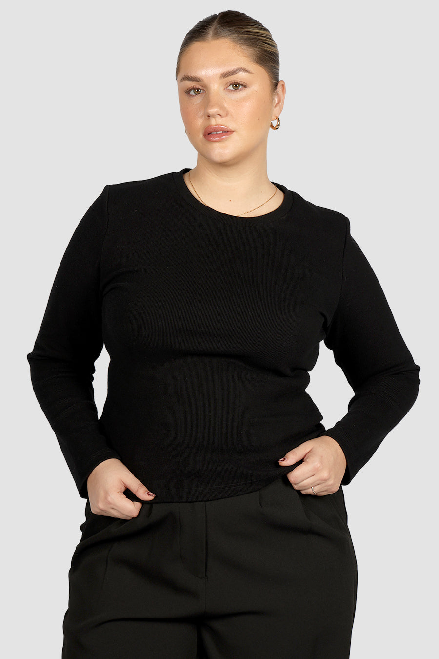 PORTLAND L/S RIB TEE BLACK