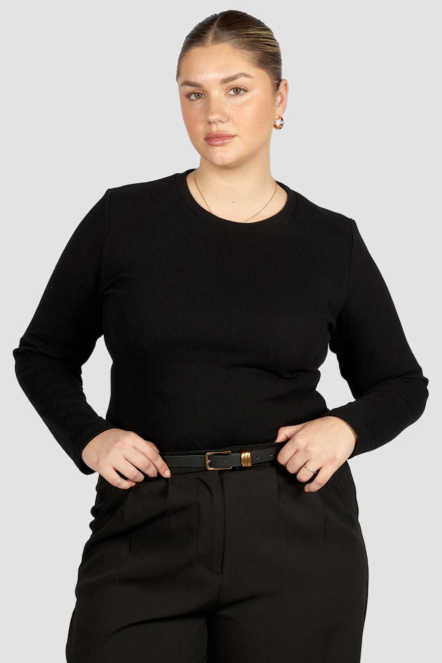 PORTLAND L/S RIB TEE BLACK