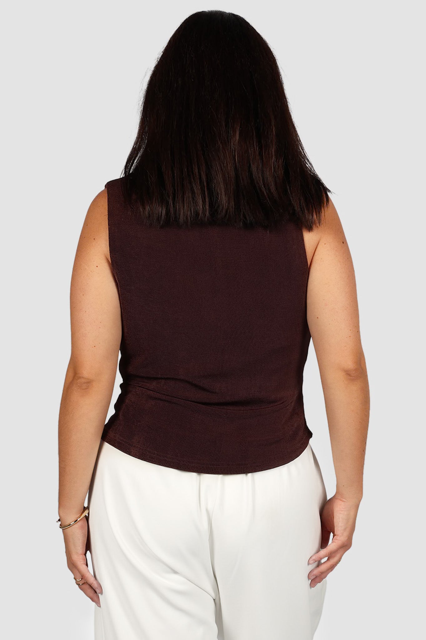 IVES COWL NECK TOP CHOC