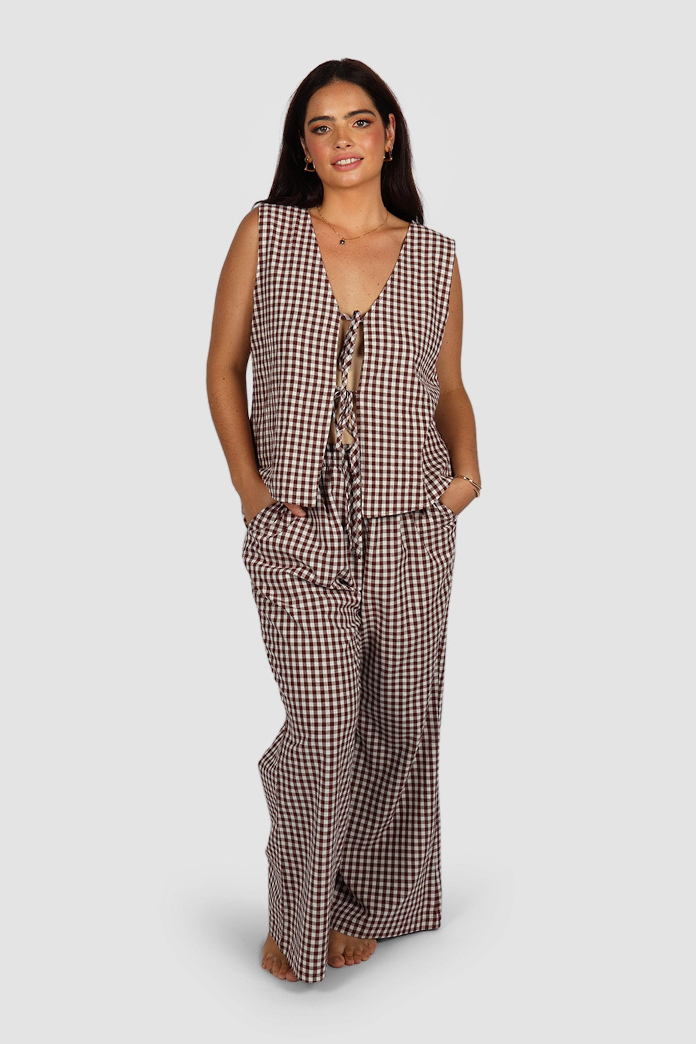 TORBIN TOP CHOC GINGHAM