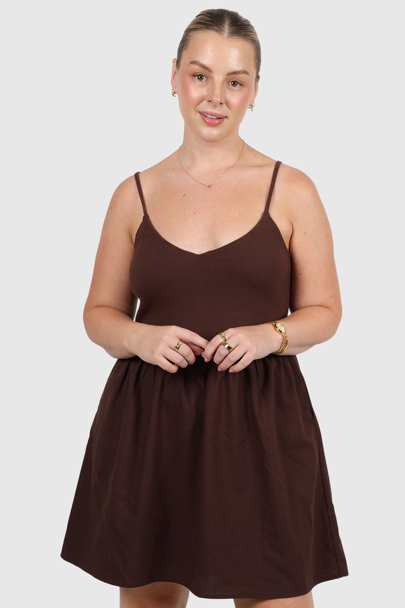 ZAREN MINI DRESS CHOCOLATE