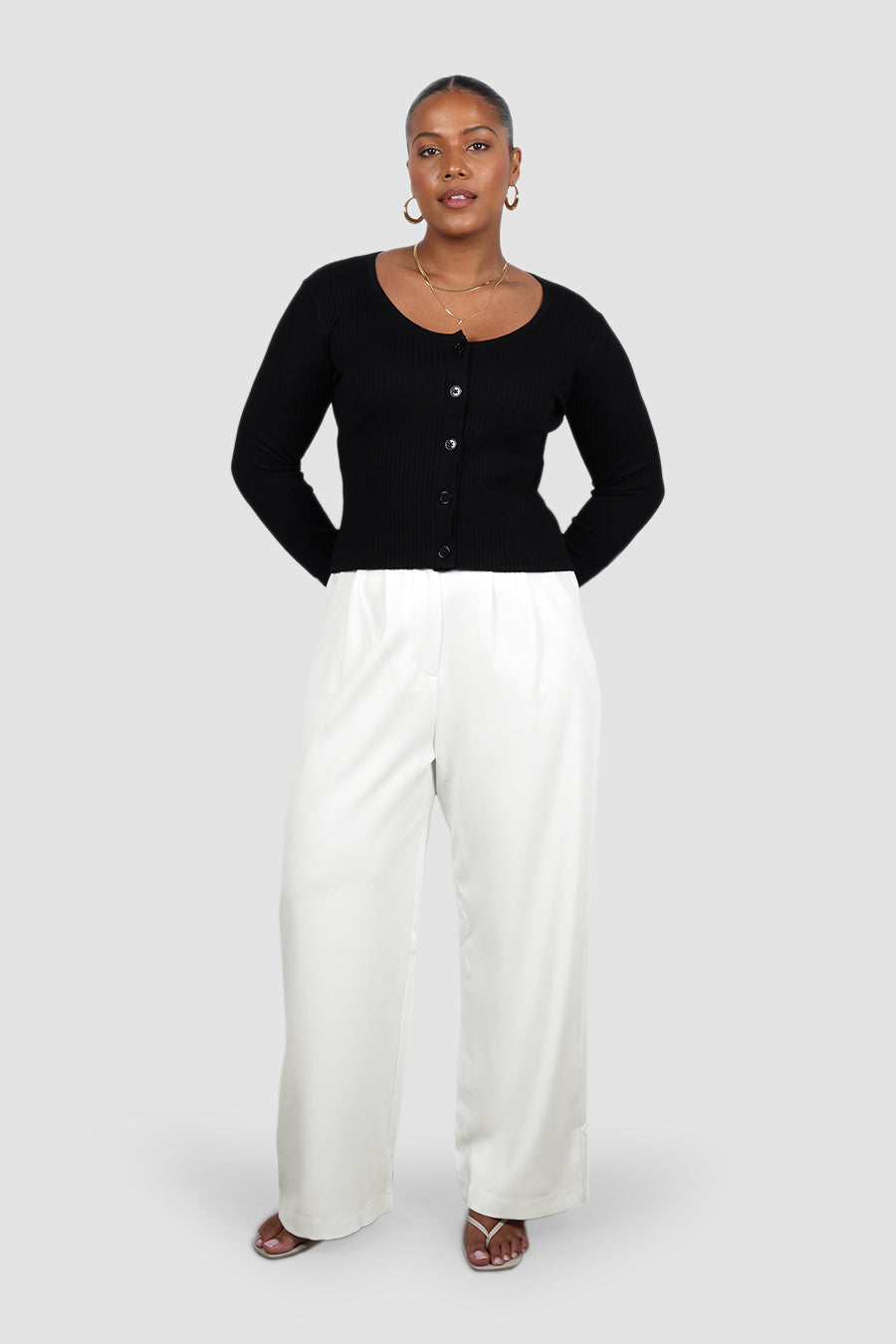 NIVARA RIB CARDIGAN BLACK