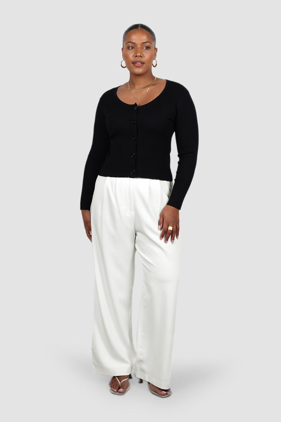 NIVARA RIB CARDIGAN BLACK