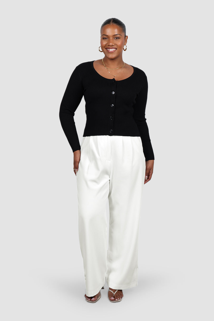 NIVARA RIB CARDIGAN BLACK