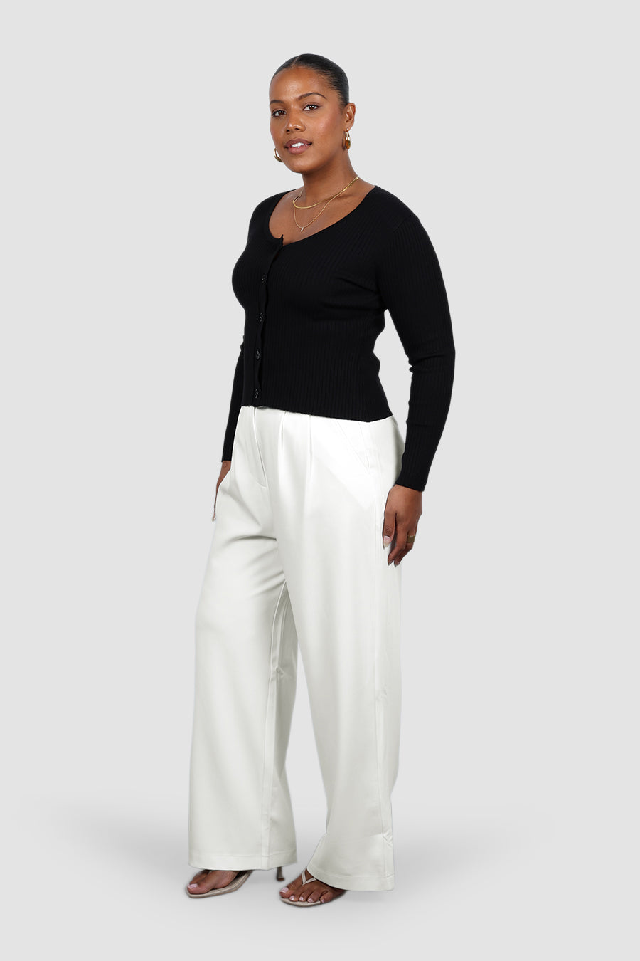 NIVARA RIB CARDIGAN BLACK