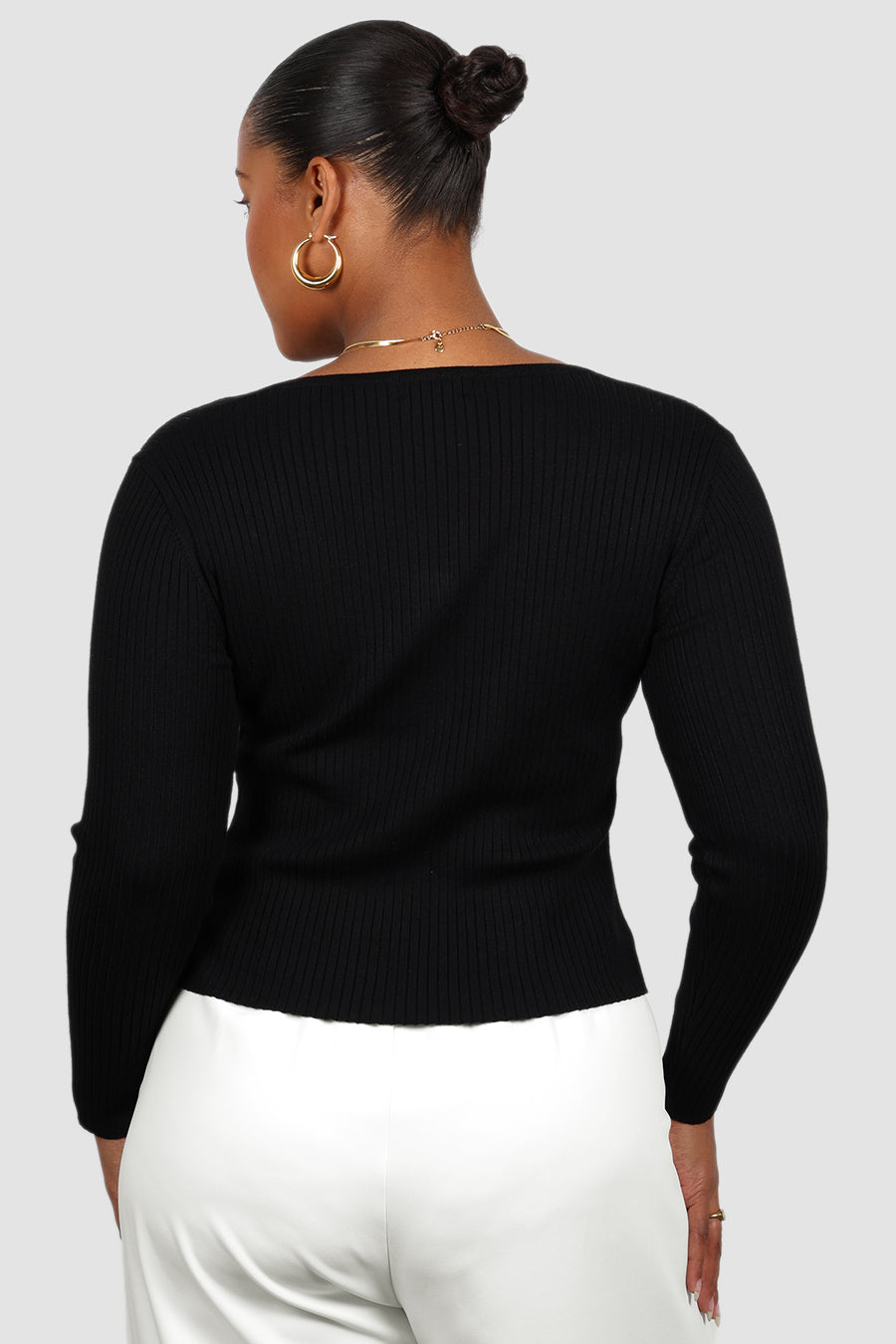 NIVARA RIB CARDIGAN BLACK